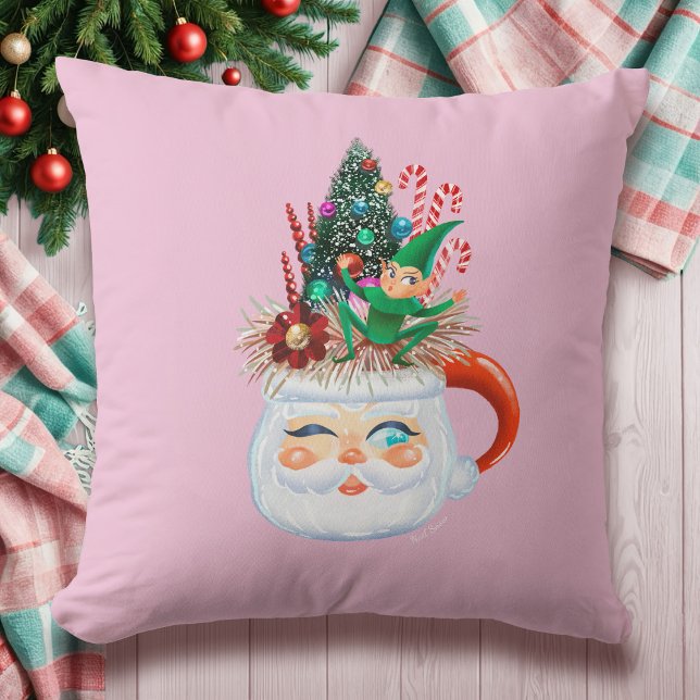 Vintager Santa Tasse rosa Kissen (Von Creator hochgeladen)