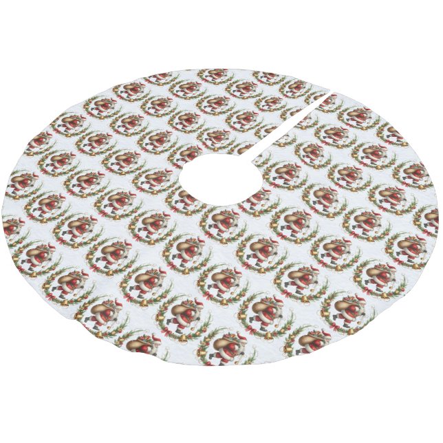 Vintager Santa Tree-Rock Polyester Weihnachtsbaumdecke (Schrägansicht)
