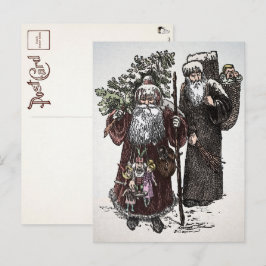 Vintager Santa und Pere Fouettard Postkarte