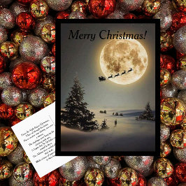 Vintager Santa unter Vollmond Flug Postkarte