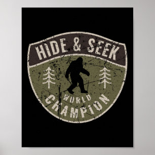 Vintager Sasquatch versteckt und sucht den Weltmei Poster