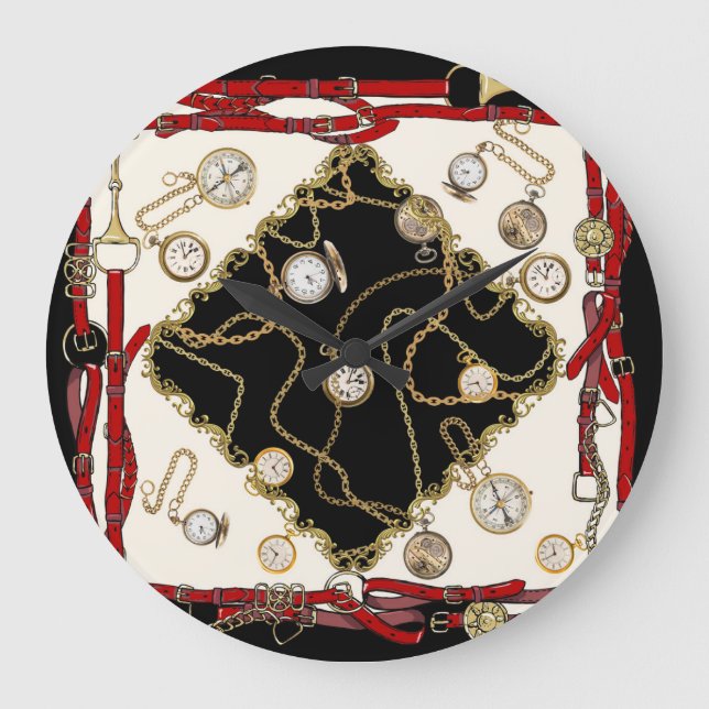 Vintager Scarf: Muster der Kettenlaufzeit Große Wanduhr (Vorderseite)