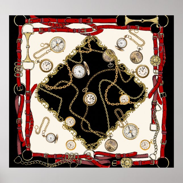 Vintager Scarf: Muster der Kettenlaufzeit Poster (Vorne)