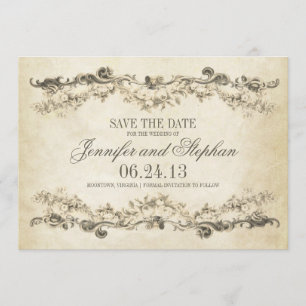 Vintager schäbiger alter Save the Date Entwurf
