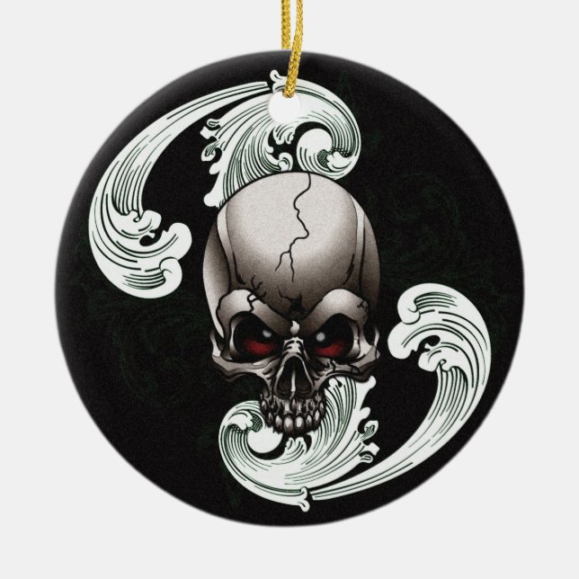 Vintager Schädel Keramik Ornament (Vorne)