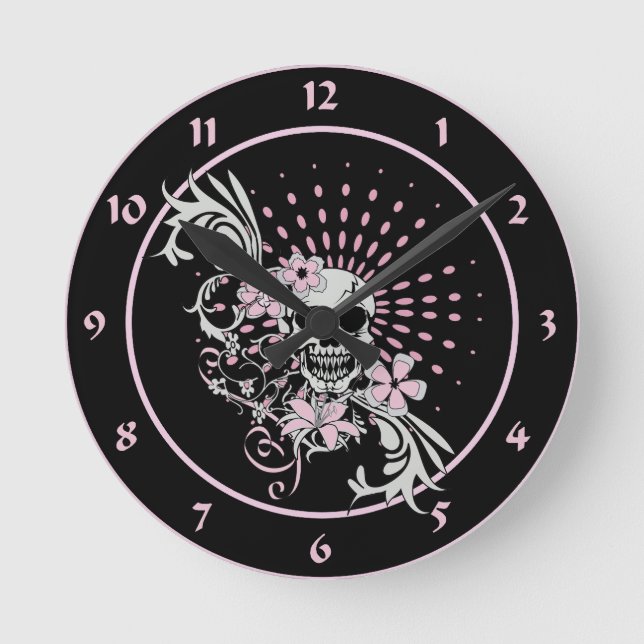 Vintager Schädel Runde Wanduhr (Vorderseite)