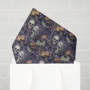Vintager Schädel und BlumenHalloween Seidenpapier