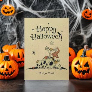 Vintager Schädeltrick oder glückliches Halloween Dankeskarte