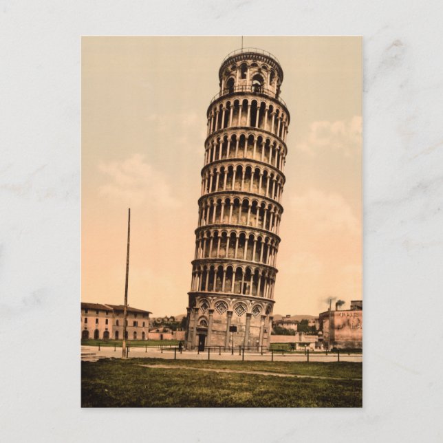 Vintager Schießturm von Pisa Postkarte (Vorderseite)