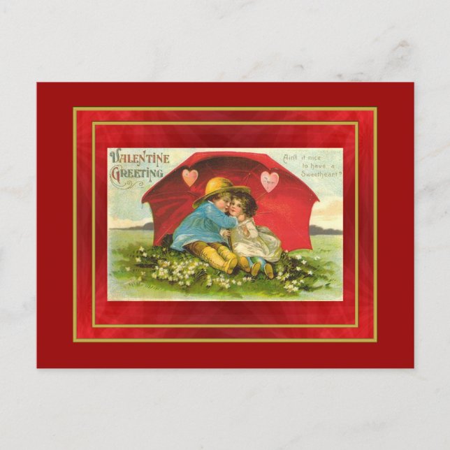 Vintager Schirm Liebe Valentine Postkarte (Vorderseite)