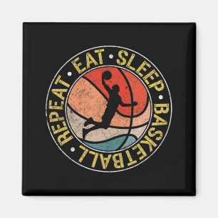 Vintager Schlaf Basketball Wiederholung Retro Dunk Magnet