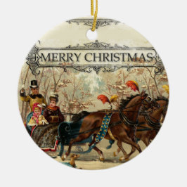 Vintager Schlittelweg Keramik Ornament