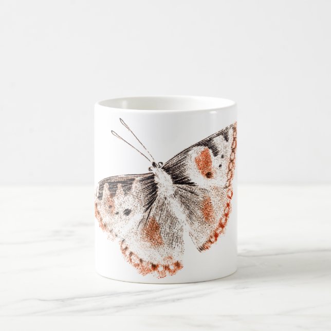Vintager Schmetterling Alte Illustration Kaffeetasse (Mittel)