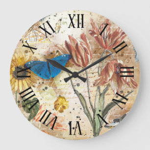 Vintager Schmetterling Große Wanduhr