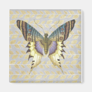 Vintager Schmetterling im Blau und Gelb Magnet