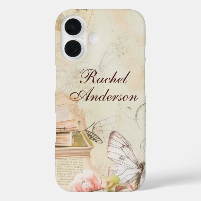 Vintager Schmetterling iPhone 16 Hülle (Rückseite)