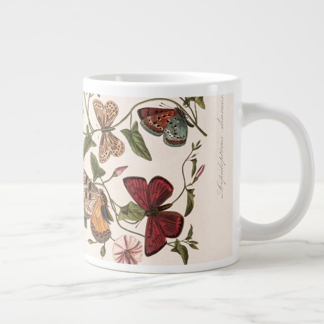 Vintager Schmetterling Jumbo-Tasse (Rechts)