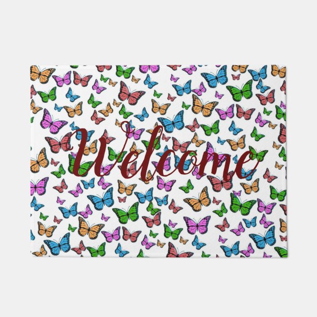 Vintager Schmetterling Papillon Alte Illustration  Fußmatte (Vorderseite)