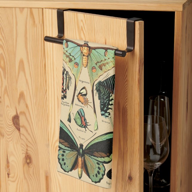 Vintager Schmetterling Papillon Alte Illustration  Geschirrtuch (Drittel gefaltet)