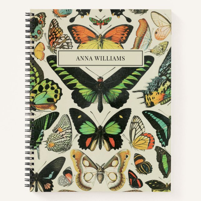 Vintager Schmetterling Personalisiert Notizbuch (Vorderseite)