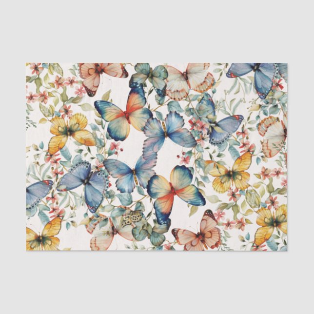 Vintager Schmetterling Schöne Creme Decoupage Seidenpapier (Vorderseite)
