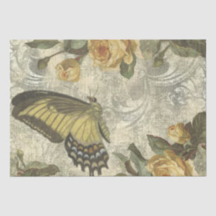Vintager Schmetterling und Rose Shabby Chic Dekoup Seidenpapier