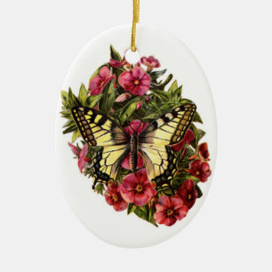 Vintager Schmetterling Weihnachtsbaum Keramikornament
