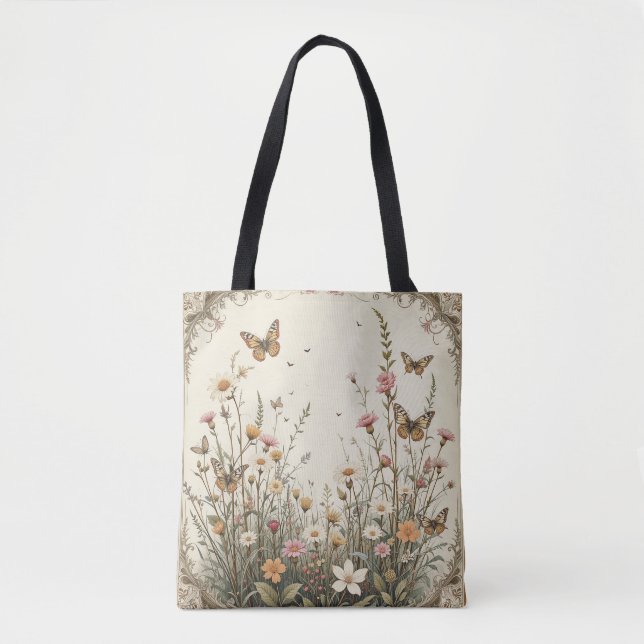 Vintager Schmetterlingsgarten Tasche (Vorderseite)