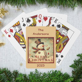 Vintager Schneemann - Frohe Weihnachten individuel Spielkarten