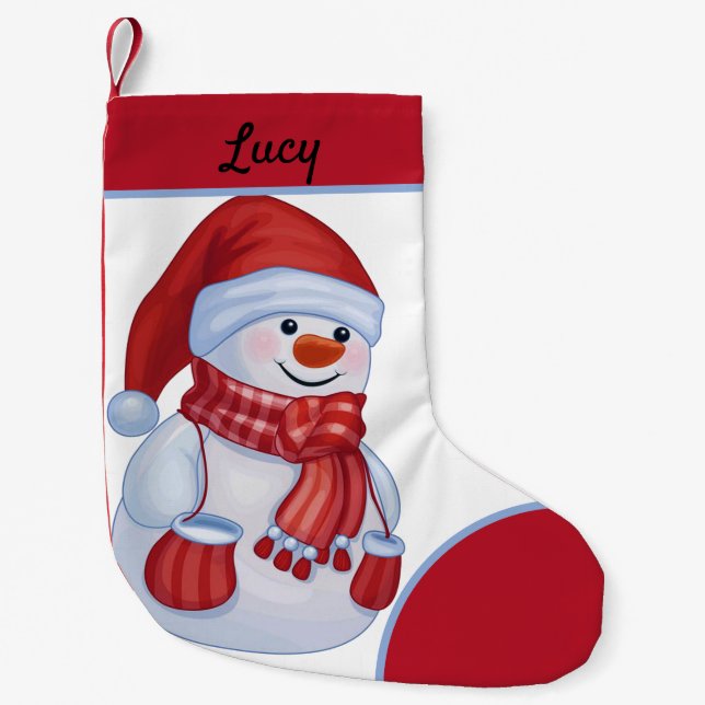 Vintager Schneemann Kleiner Weihnachtsstrumpf (Vorderseite)