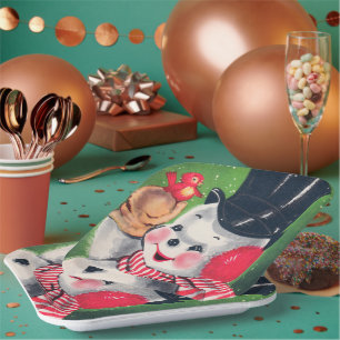 Vintager Schneemann Retro Weihnachtsgeschirr Party Pappteller