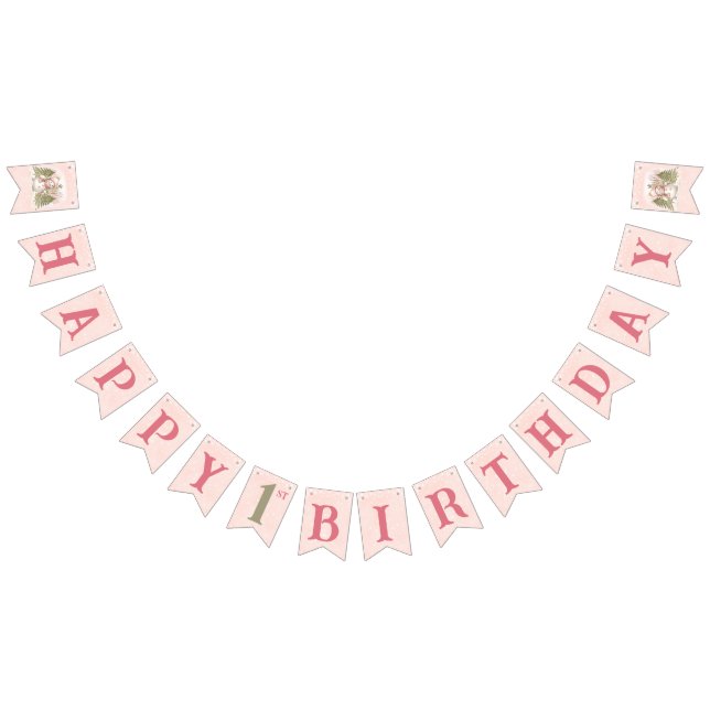 Vintager Schneemann Rosa Winter 1. Geburtstag Wimpelkette (Alle)