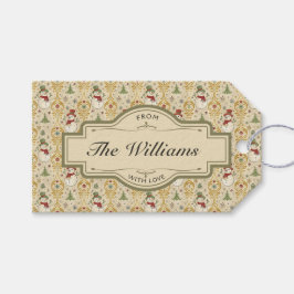 Vintager Schneemann & Weihnachtsbaum Custom Geschenkanhänger