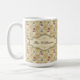 Vintager Schneemann & Weihnachtsbaum Custom Kaffeetasse