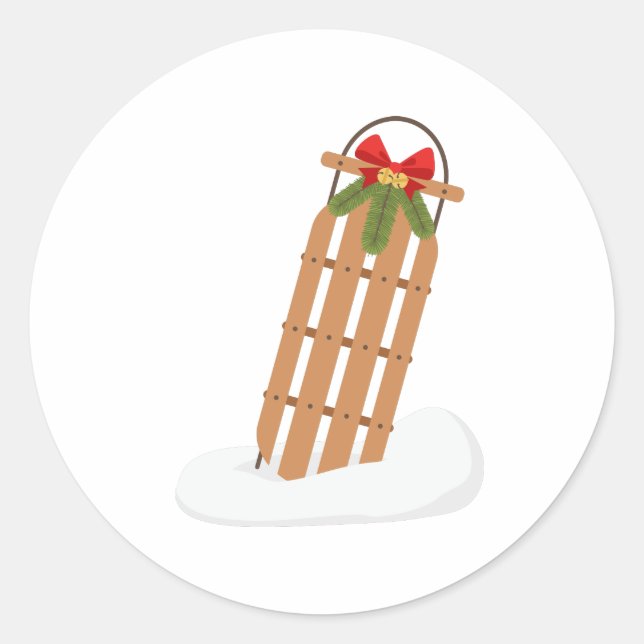 Vintager Schneeschlitten Runder Aufkleber (Vorderseite)