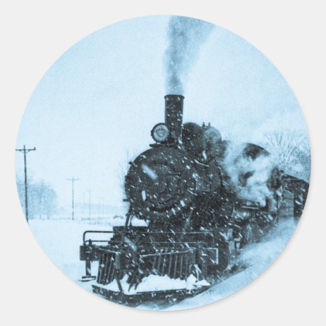 Vintager Schneeverkehr Runder Aufkleber (Vorderseite)