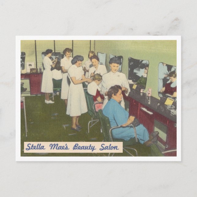 Vintager Schönheitssalon der 40er Jahre Postkarte (Vorderseite)
