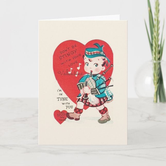 Vintager schottischer DudelsackspielerValentine Feiertagskarte (Vorderseite)