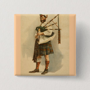 Vintager schottischer Highland BagPipe Player Kilt Button