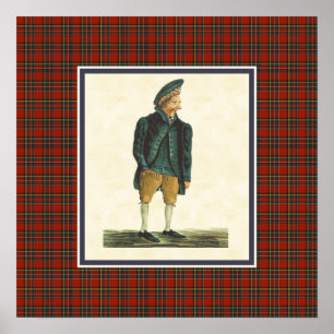 Vintager schottischer Highlander Moozie Tartan Bor Poster