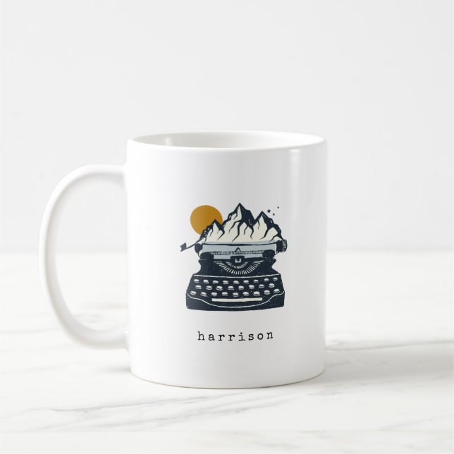 Vintager Schreibmaschinenname Berglandschaft Kaffeetasse (Links)