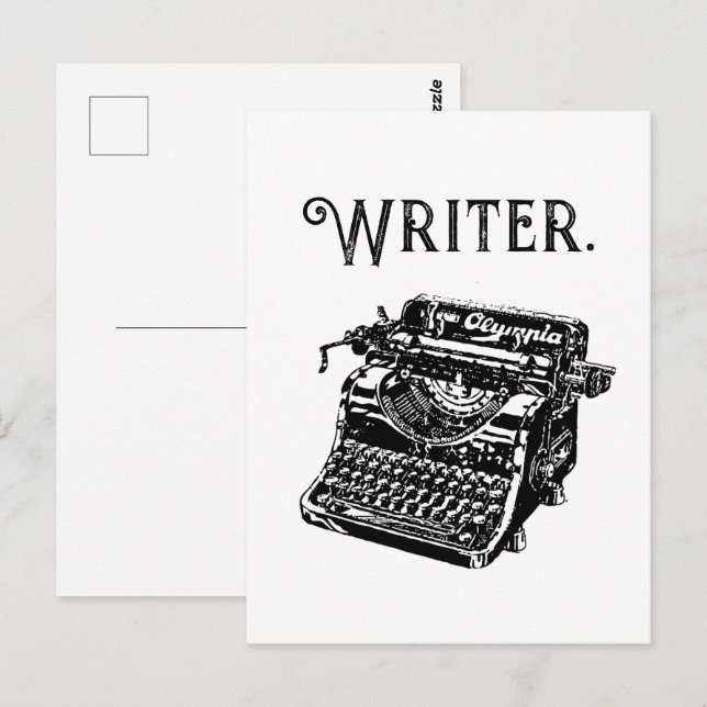 Vintager Schreibmaschinenschreibtisch, Sketch Zeic Postkarte (Vorne/Hinten)