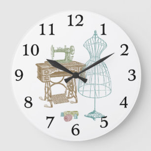Vintager Schreibtisch für antike Dressmaker Große Wanduhr
