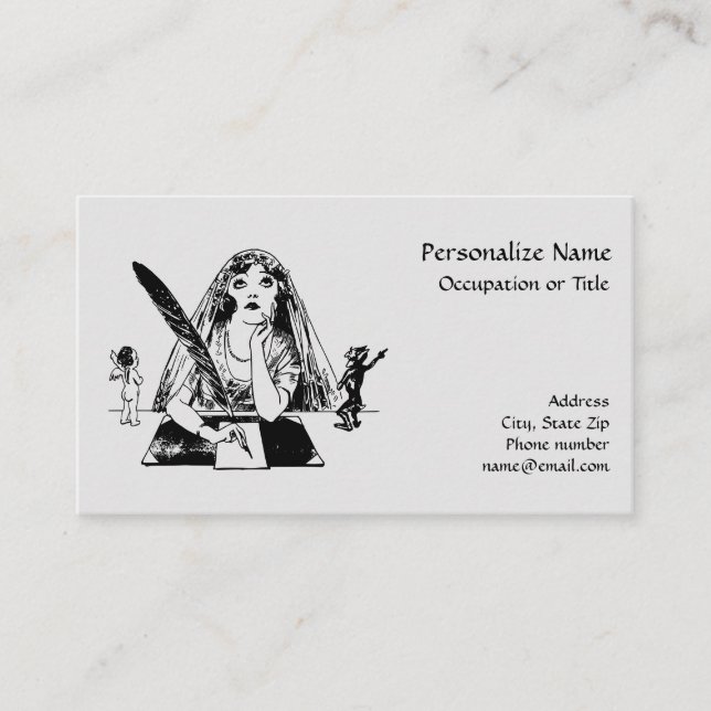 Vintager Schriftsteller Quill Good & Evil Visitenkarte (Vorderseite)
