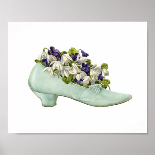 Vintager Schuh mit Wildblumen gefüllt Poster