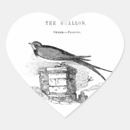 Vintager Schwalbenvogel Herz-Aufkleber