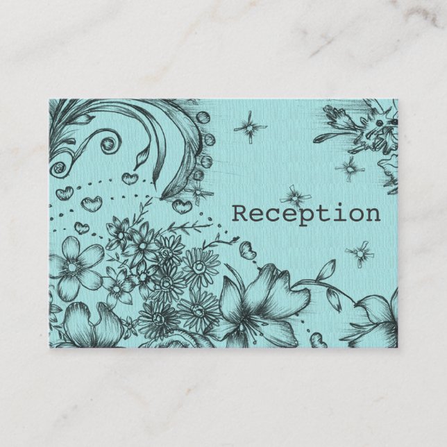 Vintager Schwarz-Blau-Empfang Begleitkarte (Vorderseite)