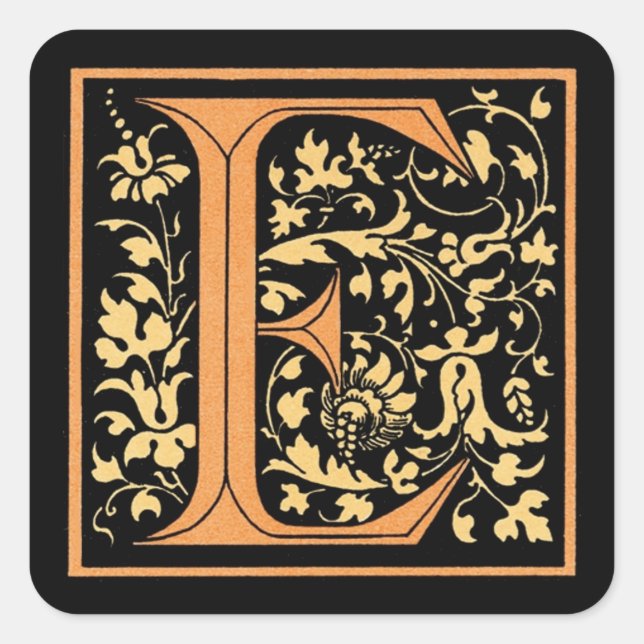 Vintager Schwarz-Gold-Letter "E" - Aufkleber (Vorderseite)