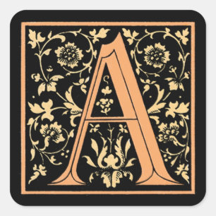 Vintager Schwarz- und Goldbrief "A" - Aufkleber
