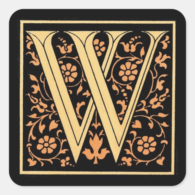 Vintager Schwarz- und Goldbrief "W" - Aufkleber (Vorderseite)